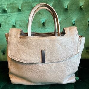 Halston Heritage Neutral Pebbled Leather Satchel + Crossbody Strap $550 MSRP